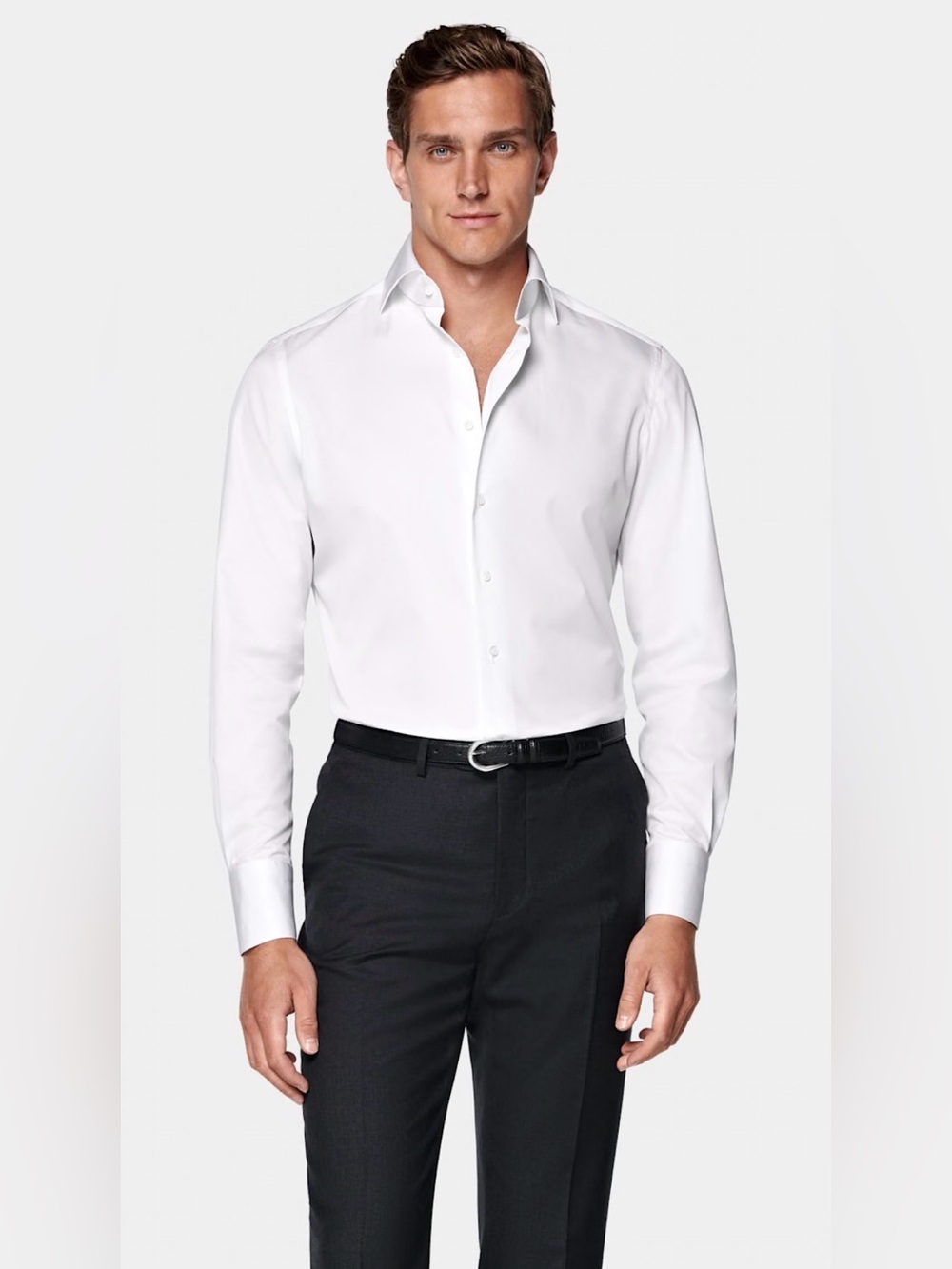 Suitsupply 100% Egyptian Cotton Widespread Collar  Slim White Shirt Sz 42 /16,5